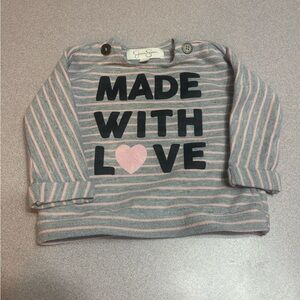 Jessica Simpson Pink and Gray Striped Long Sleeve sweater